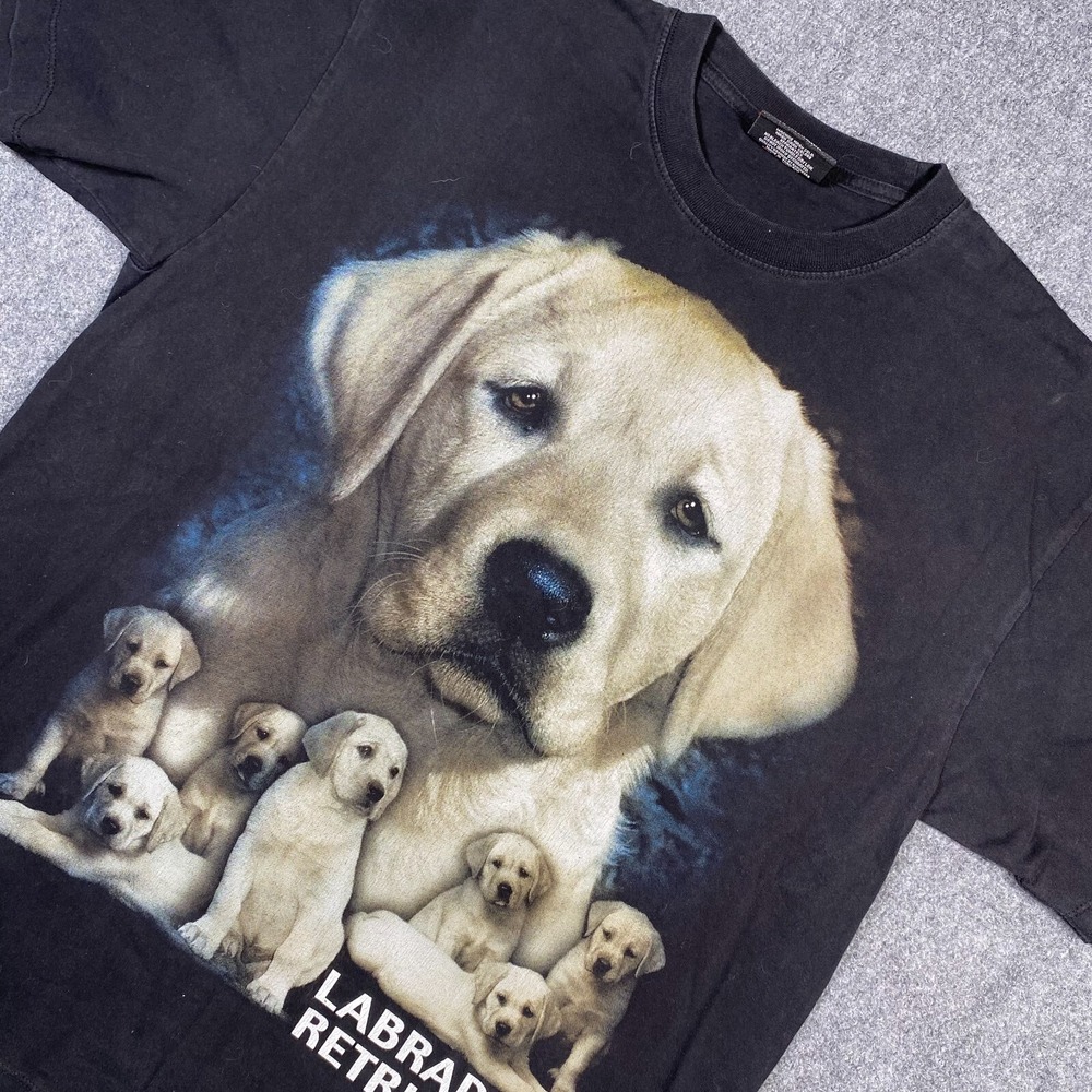 Labrador‎ Retriever Rock Chang T-Shirt Men's L Black Puppy Y2K